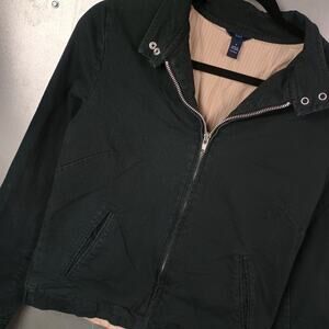 Gap Vintage Y2K Harring Bomber Moto Golf Jacket Coat Zip Small Black 2000s Cute